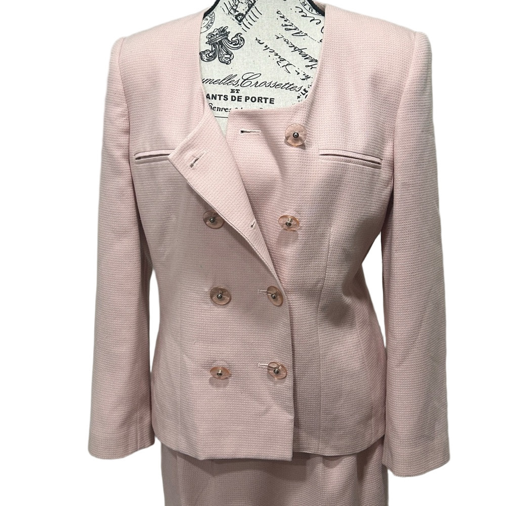 Vintage Gilmor 90s Blush Pink Skirt Suit Set 10P Coquette Retro Office Chic